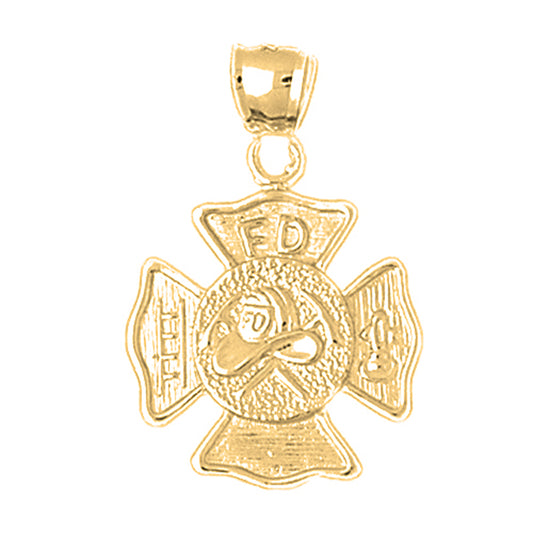 Yellow Gold-plated Silver Fire Department Pendant