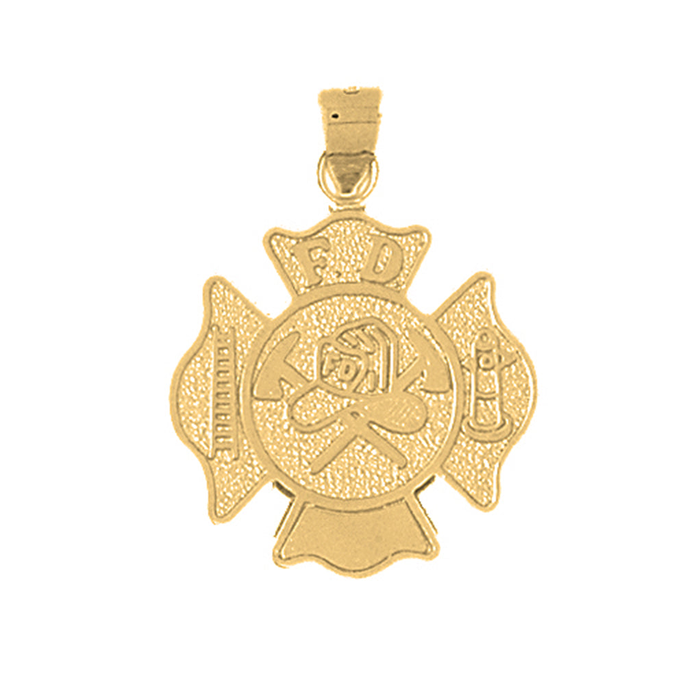 Yellow Gold-plated Silver Fire Department Pendant