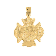 Yellow Gold-plated Silver Fire Department Pendant