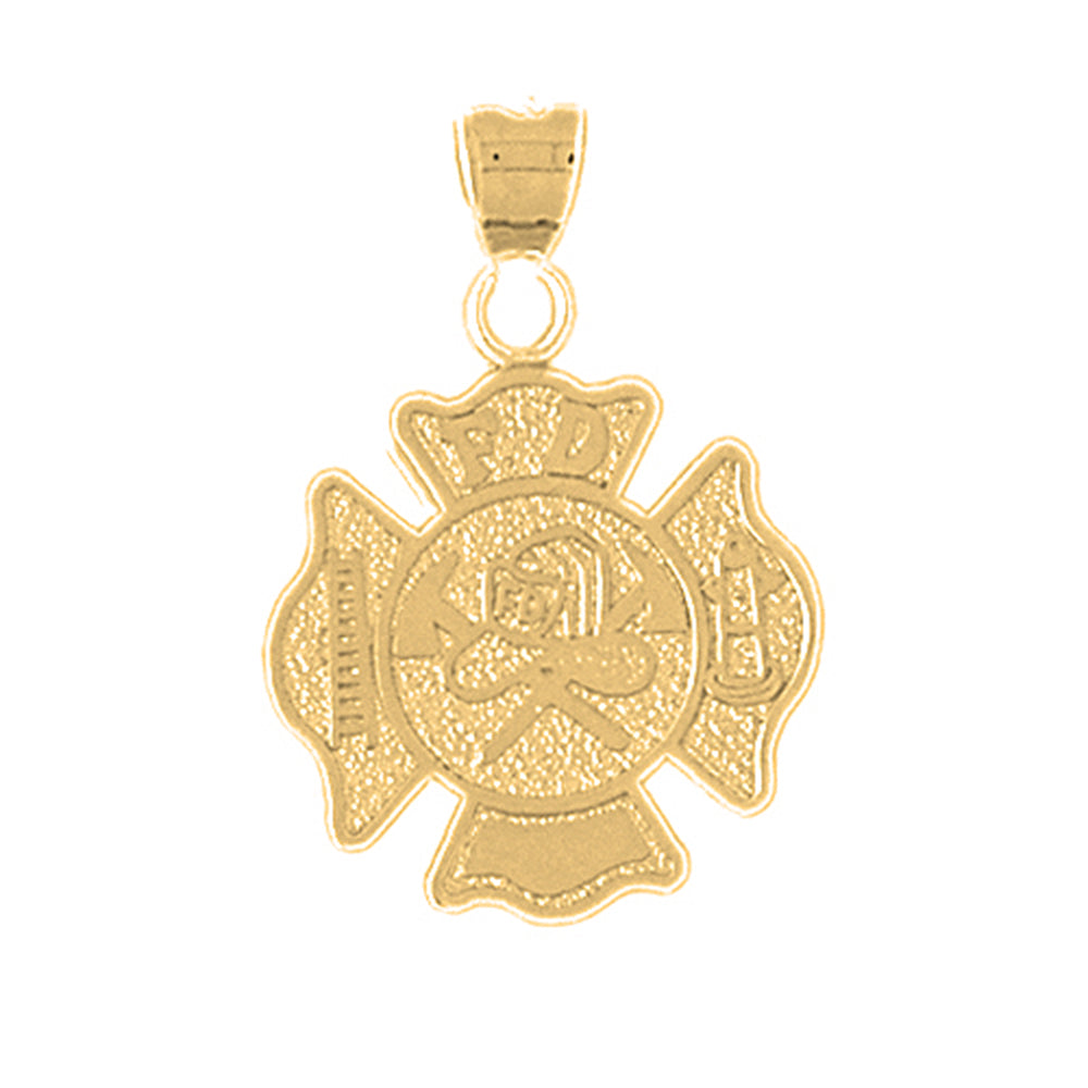 Yellow Gold-plated Silver Fire Department Pendant