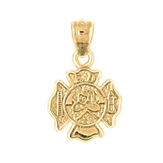 Yellow Gold-plated Silver Fire Department Pendant