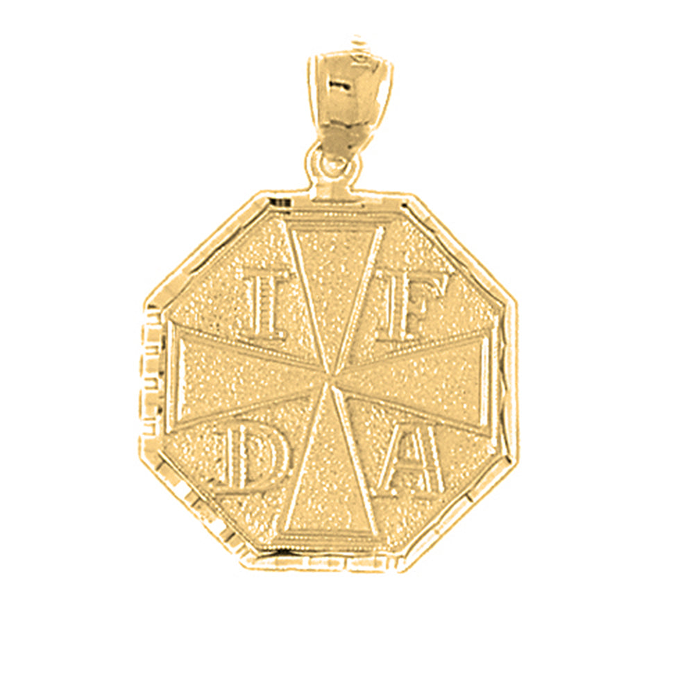 Yellow Gold-plated Silver Fire Department Pendant