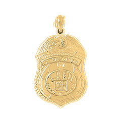 Yellow Gold-plated Silver Fire Department Pendant