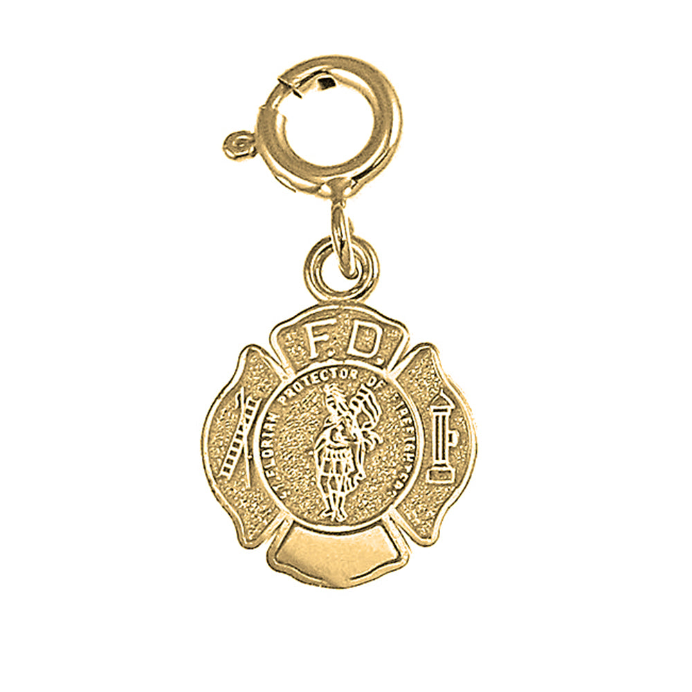 Yellow Gold-plated Silver Fire Department Pendant