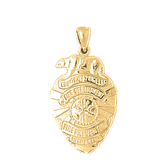 Yellow Gold-plated Silver Fire Department Pendant