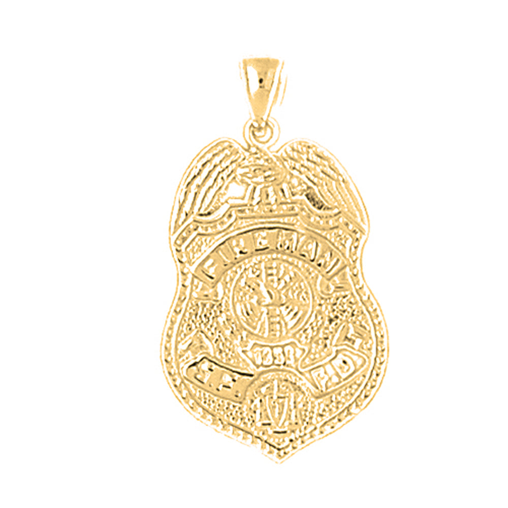 Yellow Gold-plated Silver Fire Department Pendant