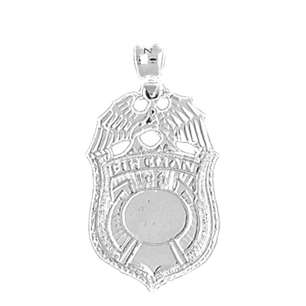 Sterling Silver Fireman Badge Pendant