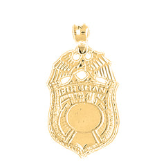 Yellow Gold-plated Silver Fireman Badge Pendant