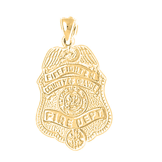 Yellow Gold-plated Silver County Of Orange Fire Department Pendant