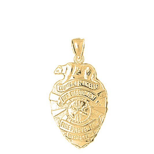 Yellow Gold-plated Silver Los Angeles Fire Department Pendant