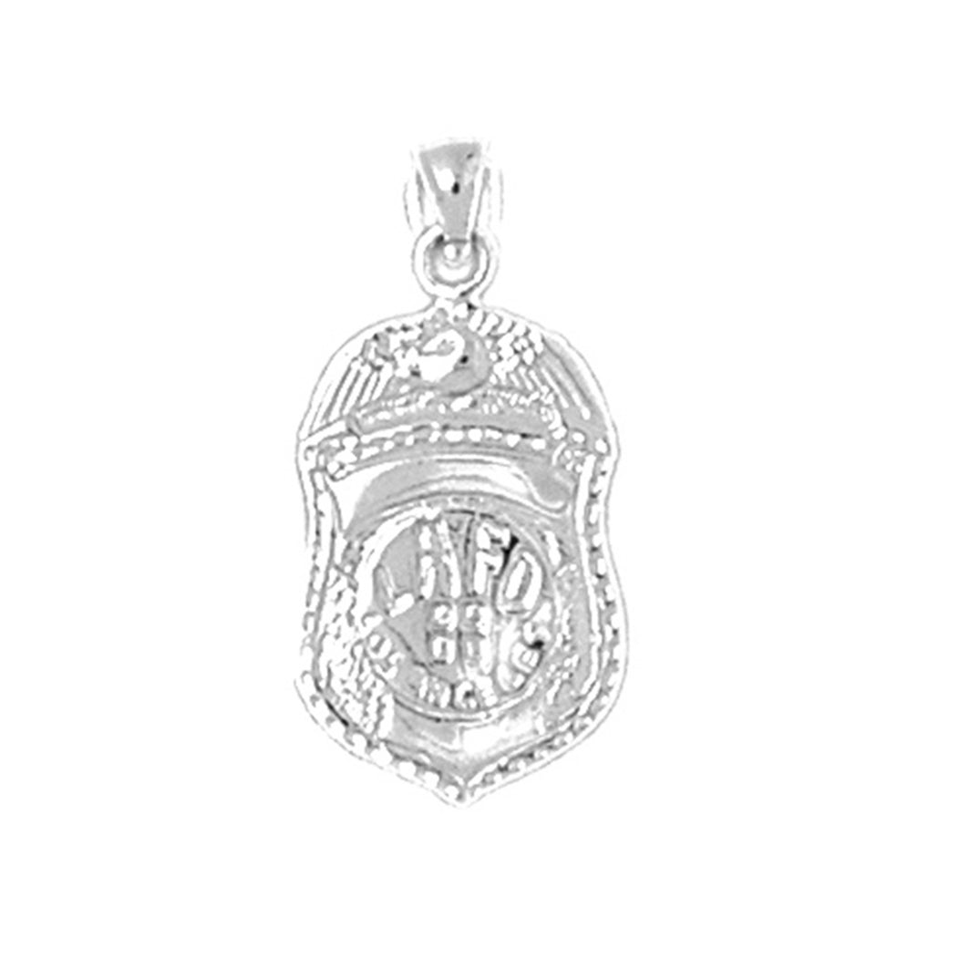 Sterling Silver Fire Department Badge Pendant