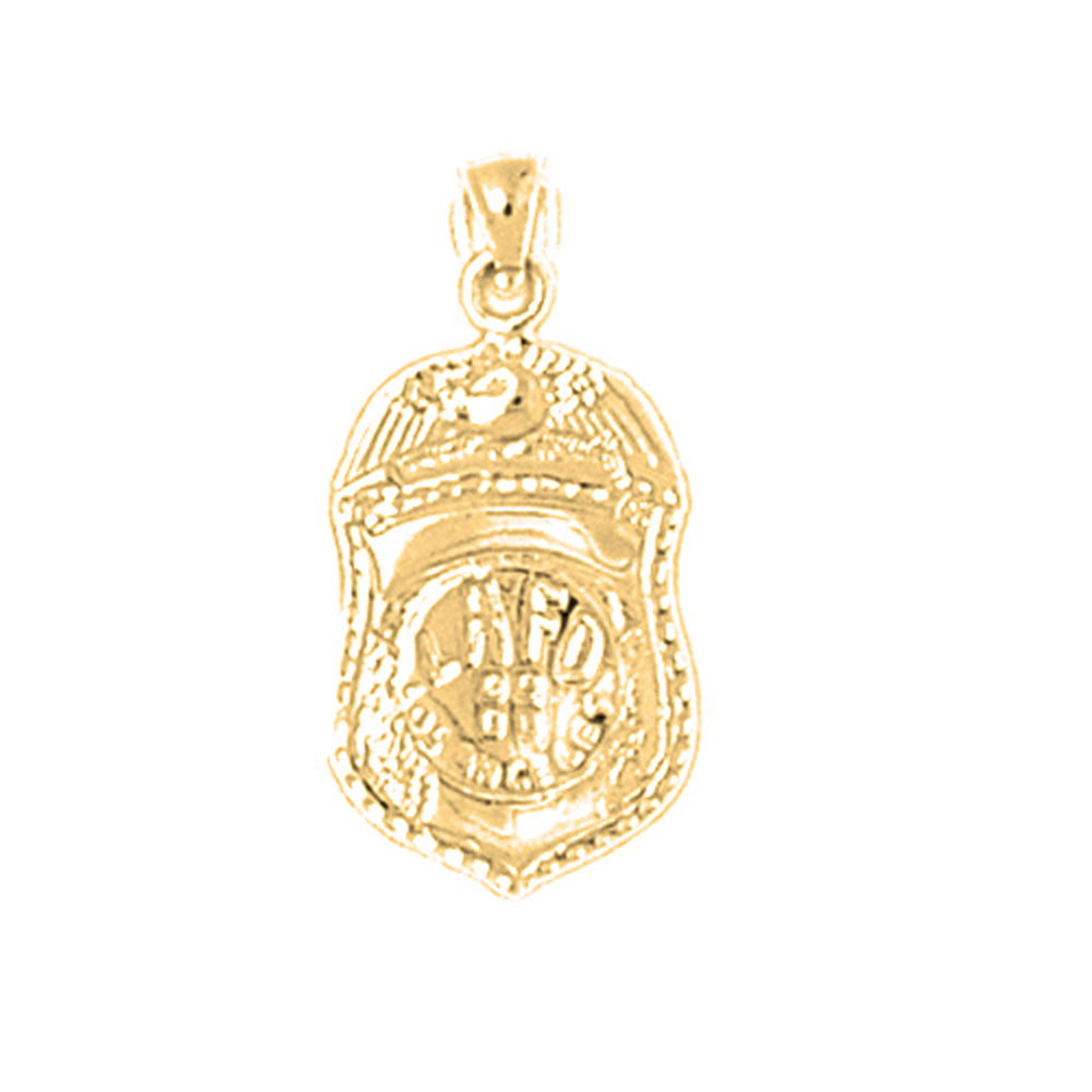 Yellow Gold-plated Silver Fire Department Badge Pendant