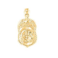 Yellow Gold-plated Silver Fire Department Badge Pendant