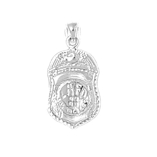 Sterling Silver Fire Department Badge Pendant