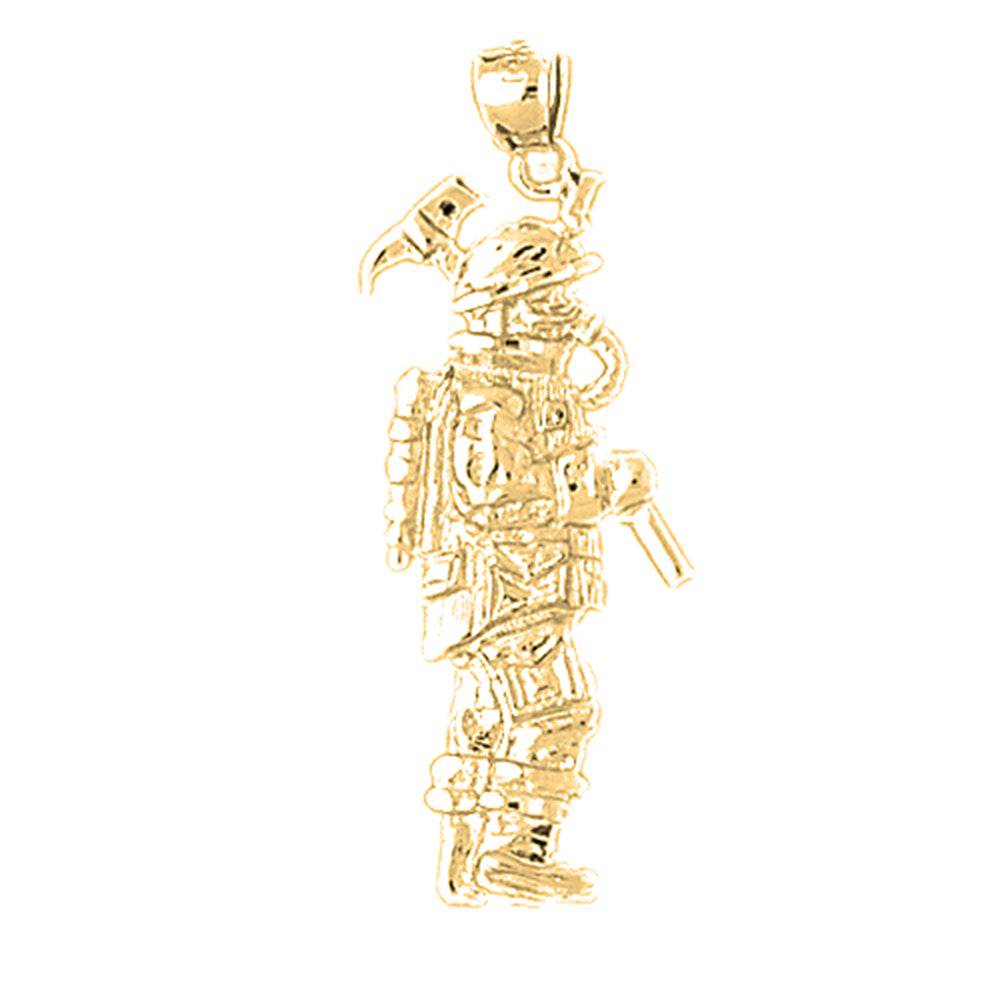 Yellow Gold-plated Silver Fireman Pendant