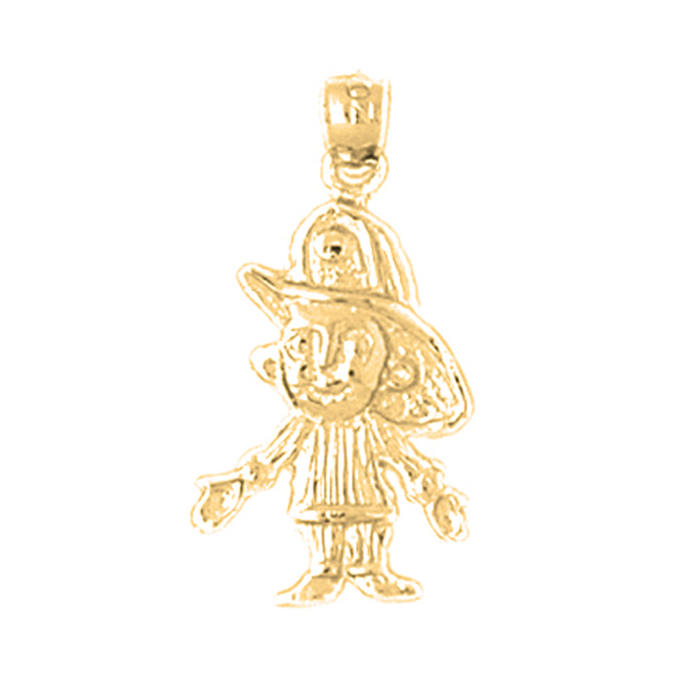 Yellow Gold-plated Silver Fireman Pendant