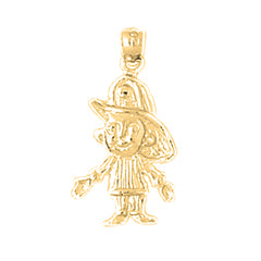 Yellow Gold-plated Silver Fireman Pendant