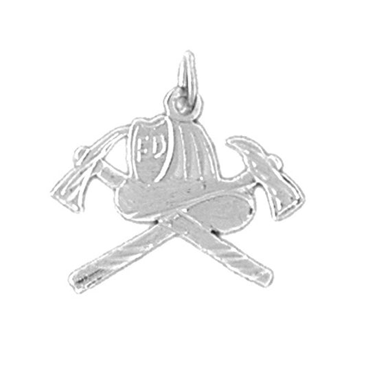 Sterling Silver Ax And Fireman's Helmet Pendant
