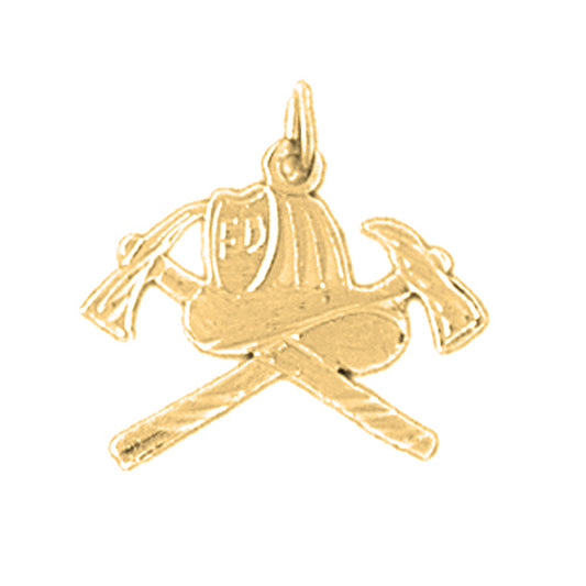 Yellow Gold-plated Silver Ax And Fireman's Helmet Pendant