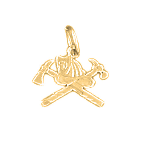 Yellow Gold-plated Silver Ax And Fireman's Helmet Pendant