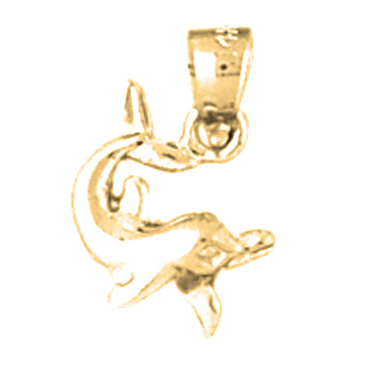 Yellow Gold-plated Silver Dolphin Pendant