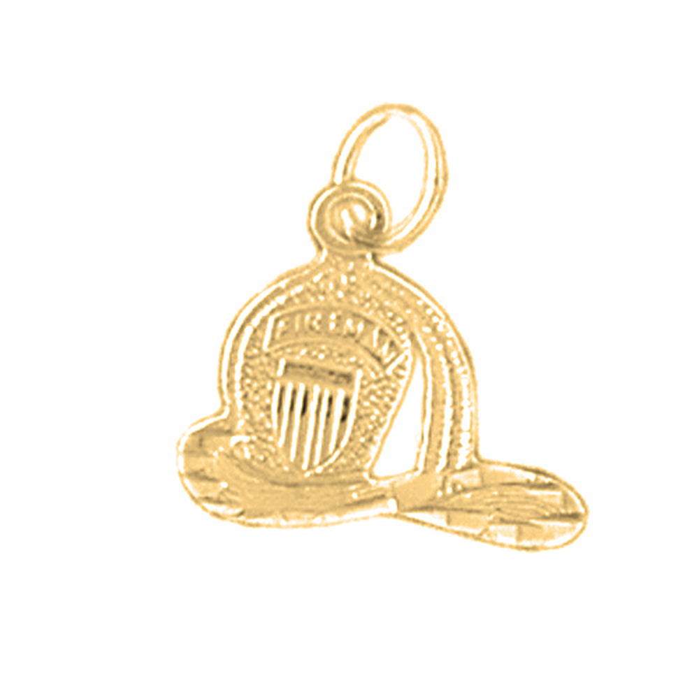 Yellow Gold-plated Silver Firemans Helmet Pendant