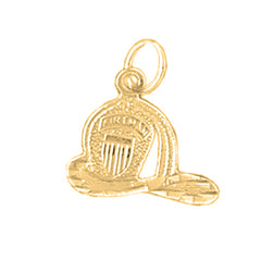 Yellow Gold-plated Silver Firemans Helmet Pendant