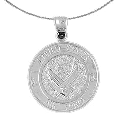 Sterling Silver United States Air Force Pendant (Rhodium or Yellow Gold-plated)