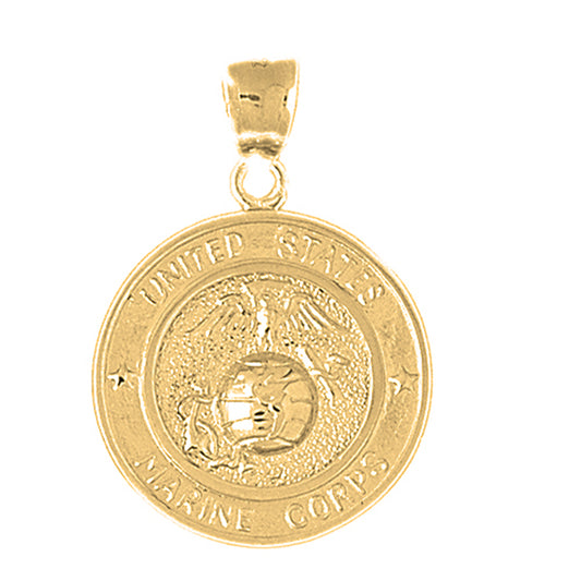 Yellow Gold-plated Silver United States Marine Corps Pendant