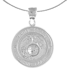 Sterling Silver United States Marine Corps Pendant (Rhodium or Yellow Gold-plated)