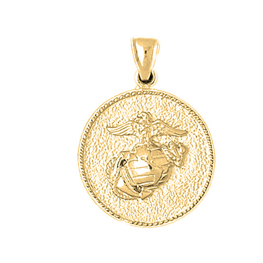 Yellow Gold-plated Silver Marine Corps Logo Pendant