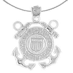 Sterling Silver United States Navy Logo Pendant (Rhodium or Yellow Gold-plated)