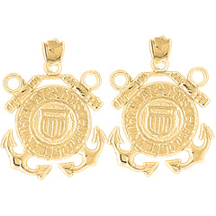 14K or 18K Gold 31mm United States Navy Logo Earrings