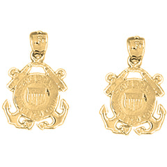 14K or 18K Gold 19mm United States Navy Logo Earrings