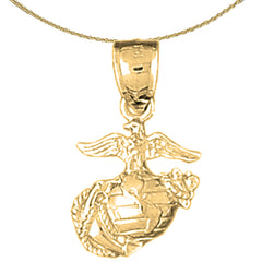 Sterling Silver Marine Corps Logo Pendant (Rhodium or Yellow Gold-plated)