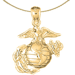 Sterlingsilber-Anhänger mit Marine Corps-Logo (rhodiniert oder gelbvergoldet)