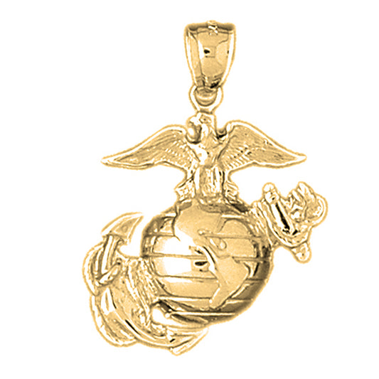 Yellow Gold-plated Silver Marine Corps Logo Pendant