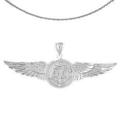 Sterling Silver United States Navy Pendant (Rhodium or Yellow Gold-plated)