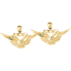 14K or 18K Gold 19mm United States Navy Earrings