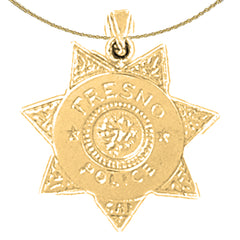 Colgante de policía de Fresno de plata de ley (bañado en rodio o oro amarillo)