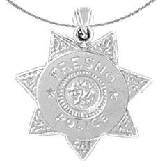Colgante de policía de Fresno de plata de ley (bañado en rodio o oro amarillo)