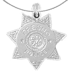 Anhänger der Polizei von Fresno aus Sterlingsilber (rhodiniert oder gelbvergoldet)