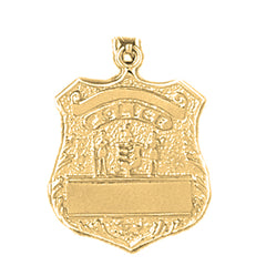 Yellow Gold-plated Silver Police Officer Badge Pendant