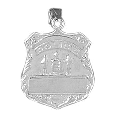 Sterling Silver Police Officer Badge Pendant