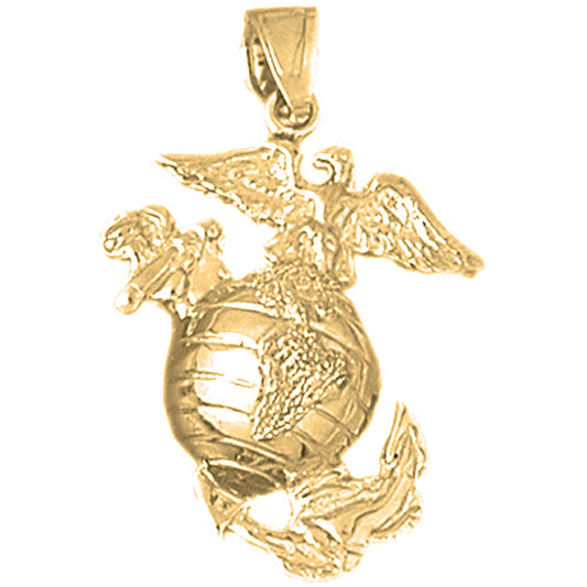 Yellow Gold-plated Silver 3D Marines Logo Pendant
