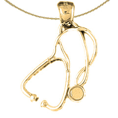 Stethoskop-Anhänger aus Sterlingsilber (rhodiniert oder gelbvergoldet)