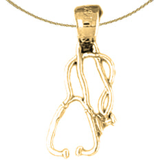 Sterling Silver Stethoscope Pendant (Rhodium or Yellow Gold-plated)