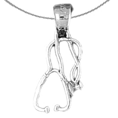 Sterling Silver Stethoscope Pendant (Rhodium or Yellow Gold-plated)
