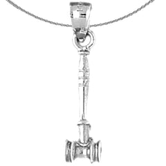 Sterling Silver Gavel Pendant (Rhodium or Yellow Gold-plated)