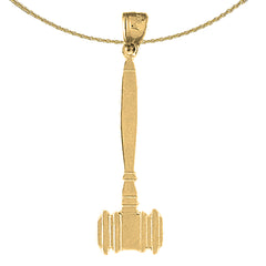 Sterling Silver Gavel Pendant (Rhodium or Yellow Gold-plated)